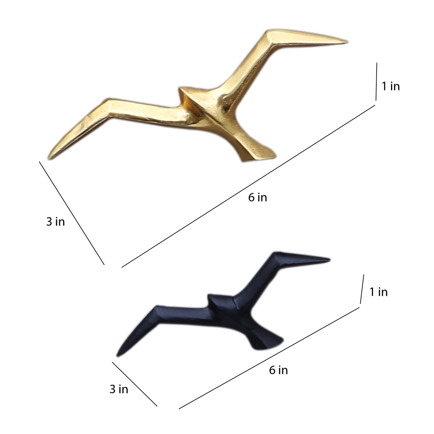 Black & Gold Flying Wings Bird Set of 4