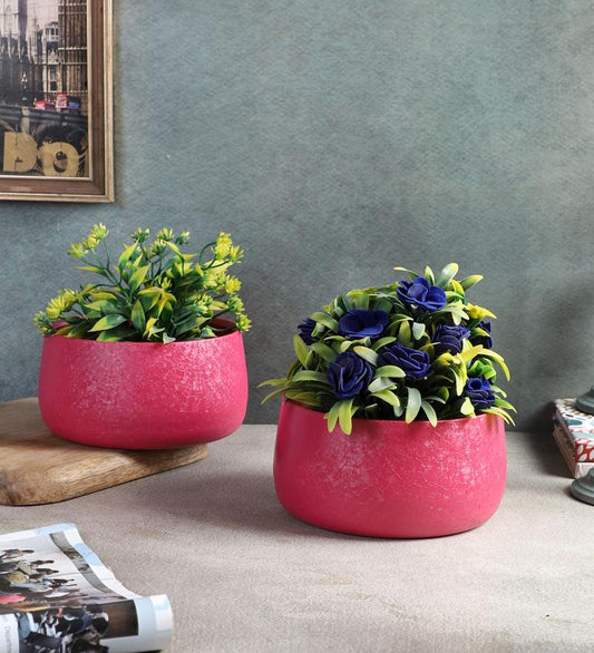 Maroon Bowl Textured Planter Set of 2